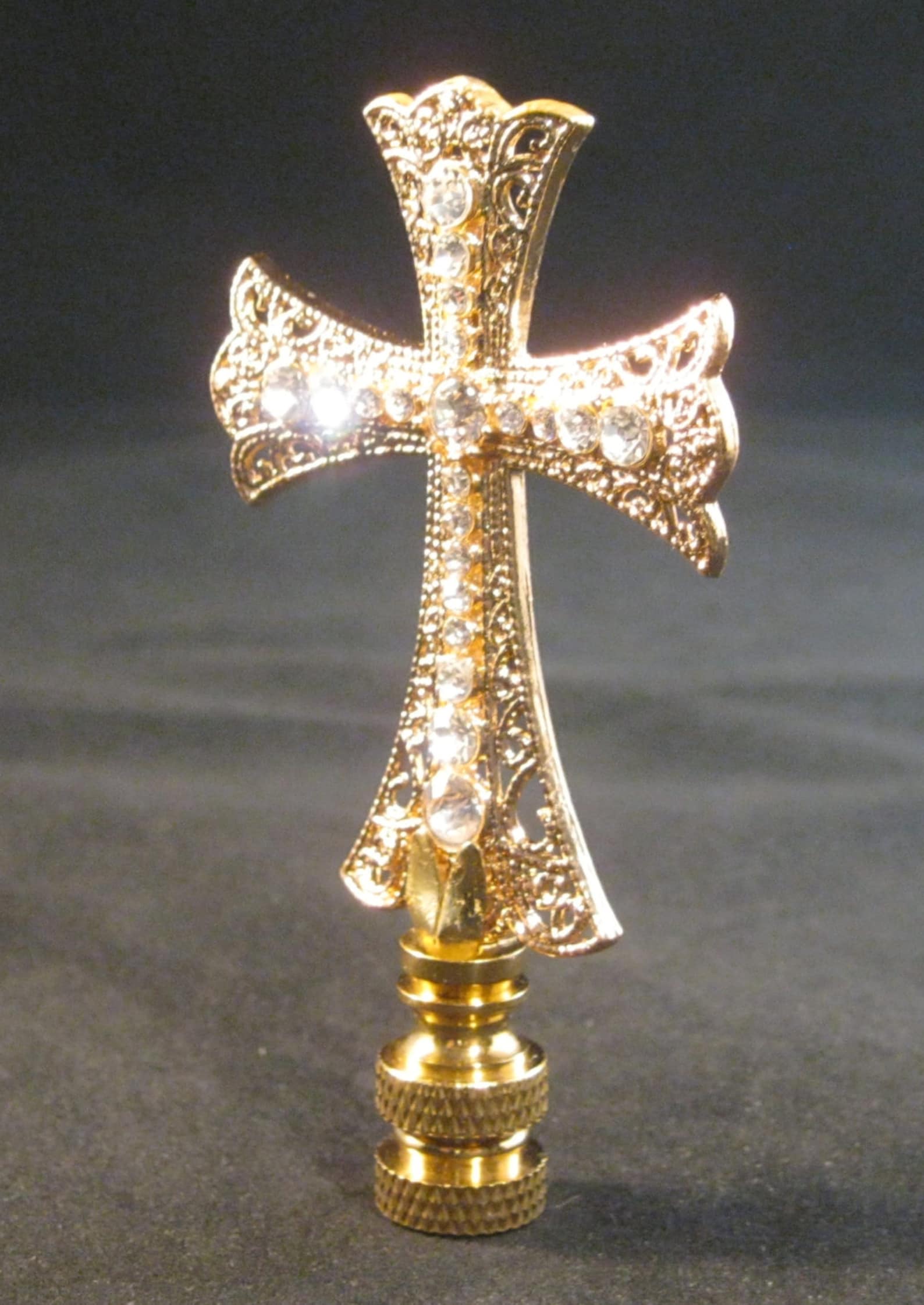 Lamp Finialgold Rhinestone Cross Lamp Finialpolished Brass Etsy
