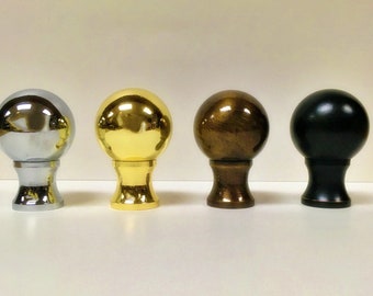 Lamp Finial-Machined Metal BALL DESIGN, 4 Finishes, Dual Thread (1 pc)