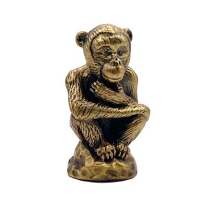 THINKING MONKEY Aged Brass Lamp Finial-Highly Detailed Cast Metal