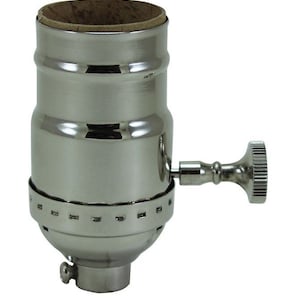 Lamp Parts 3-WAY Turn Knob Solid BRASS Medium Base Socket-Polished Nickel Finish