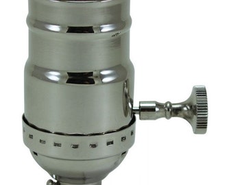 Lamp Parts 3-WAY Turn Knob Solid BRASS Medium Base Socket-Polished Nickel Finish