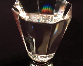 Lamp Finial-Hand Cut Crystal-OCTAGONAL PYRAMID-Modern Design-Chrome base 