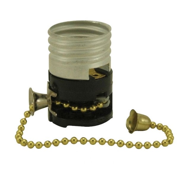 Lamp Parts 3-WAY Pull Chain Replacement MB Socket/Electrolier-Pol. Brass Chain