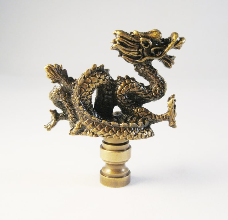SERPENT/DRAGON Aged Brass Lamp Finialhighly Detailed Cast Etsy