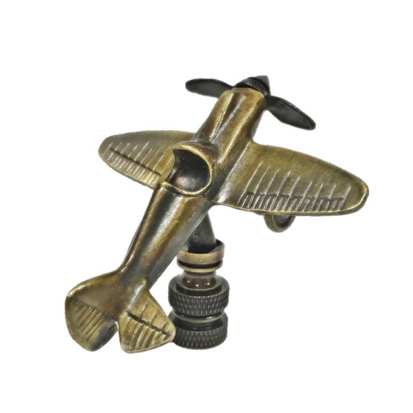 AIRPLANE Aged Brass Finish Lamp Finial-Highly Detailed Cast Metal