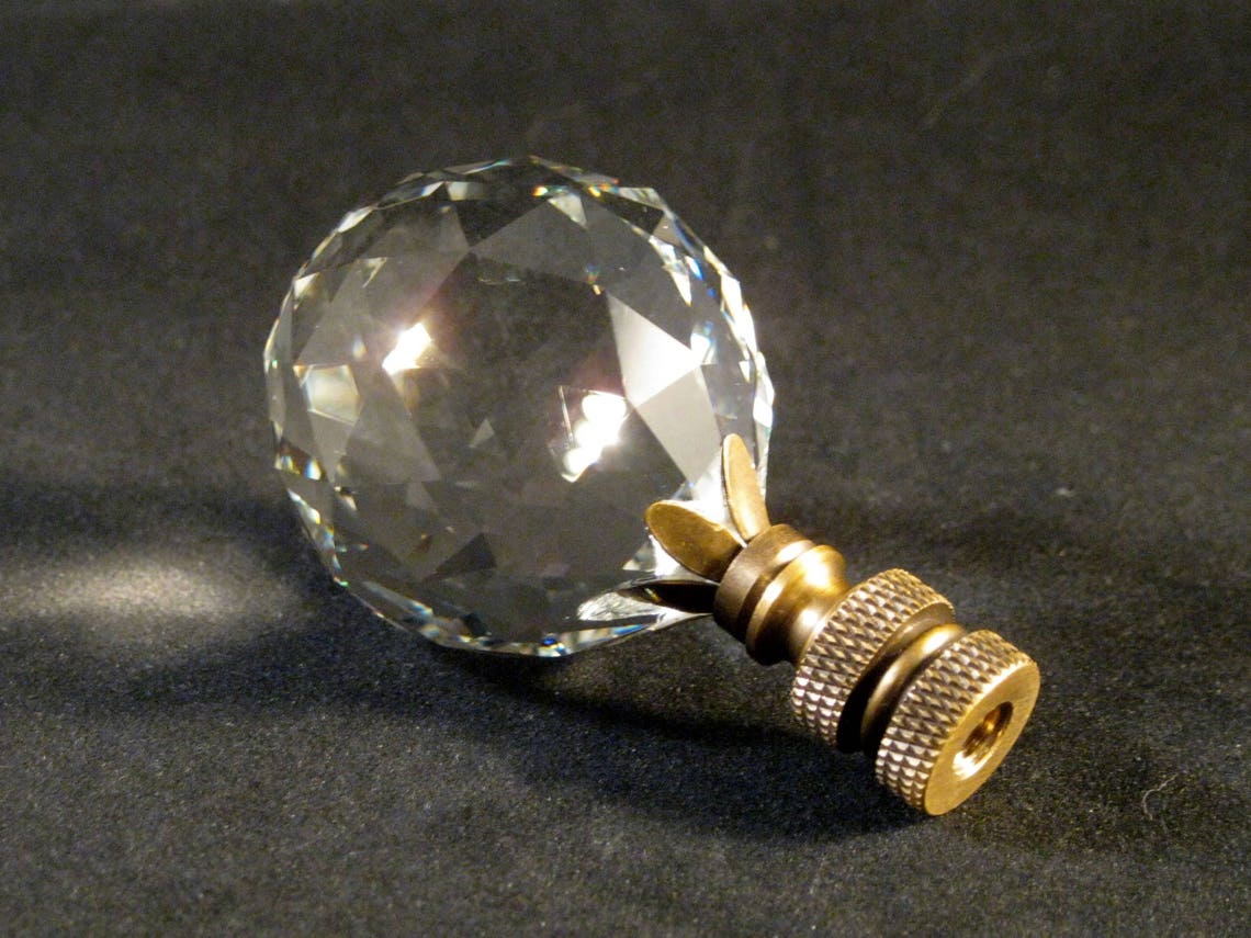 Lamp FinialFaceted Leaded Crystal BallAntique Brass Base Etsy