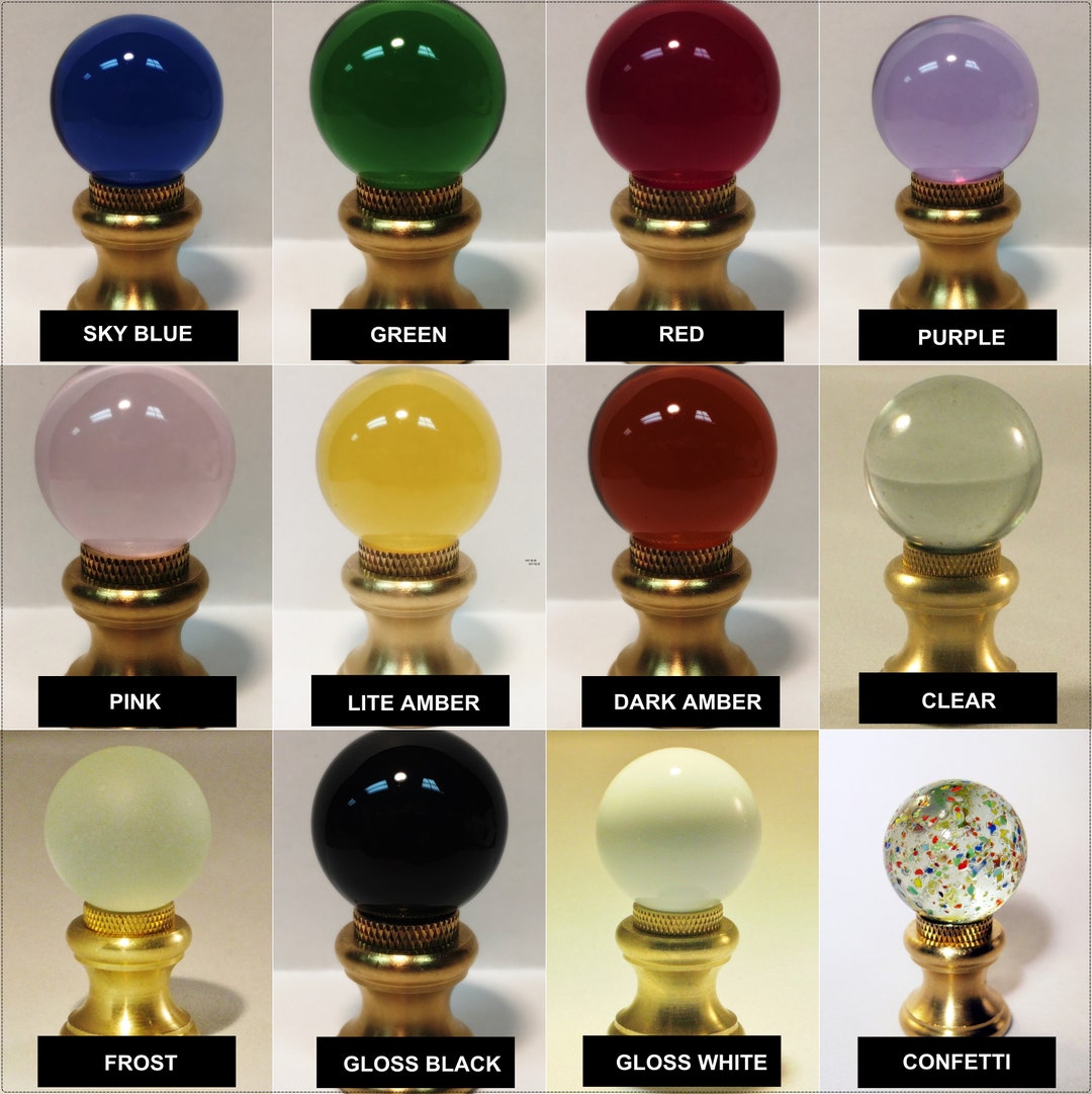 Final Lamp Lamp Finial-glass Orb Lamp Finials in 12 Colors-solid Brass Base W ...