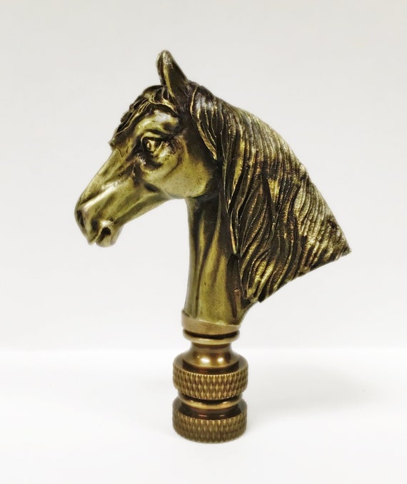 Lamp Finial-HORSE HEAD-Aged Brass Finish Highly detailed metal casting