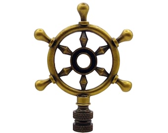 SHIPS WHEEL Lamp Finial-Highly Detailed Cast Metal-Aged Brass Finish