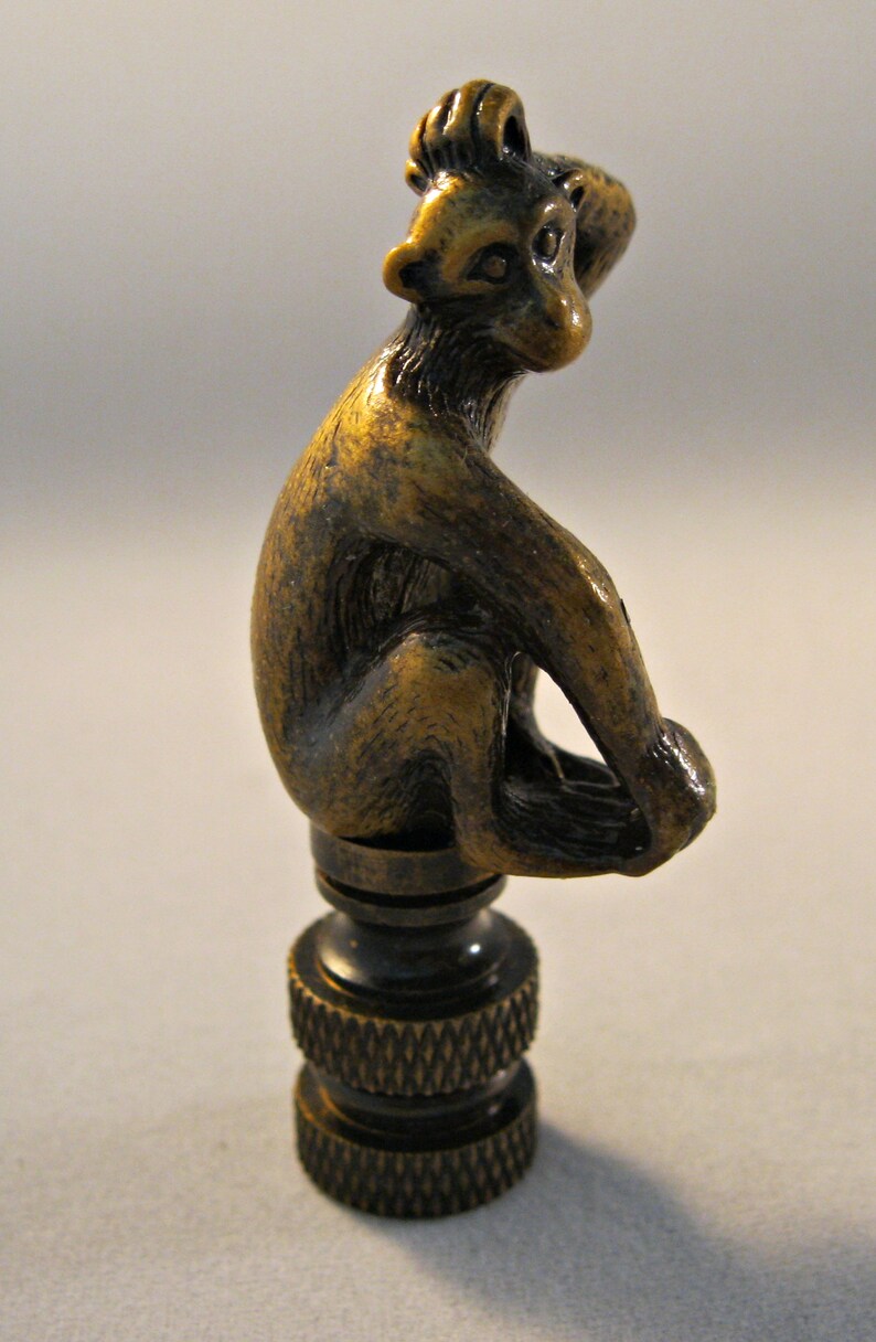 MONKEY Aged Brass Lamp FinialHighly Detailed Cast Metal Etsy