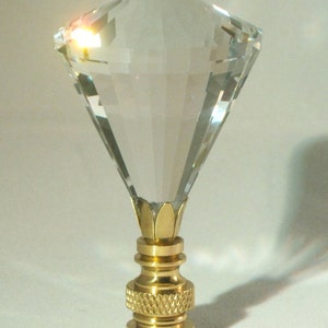 Lamp Finial-Faceted Clear Diamond**Polished Brass Base**