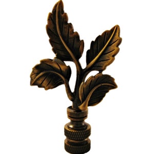 4-LEAVES Aged Brass Finish Lamp Finial-Highly Detailed Cast Metal