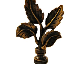 4-LEAVES Aged Brass Finish Lamp Finial-Highly Detailed Cast Metal