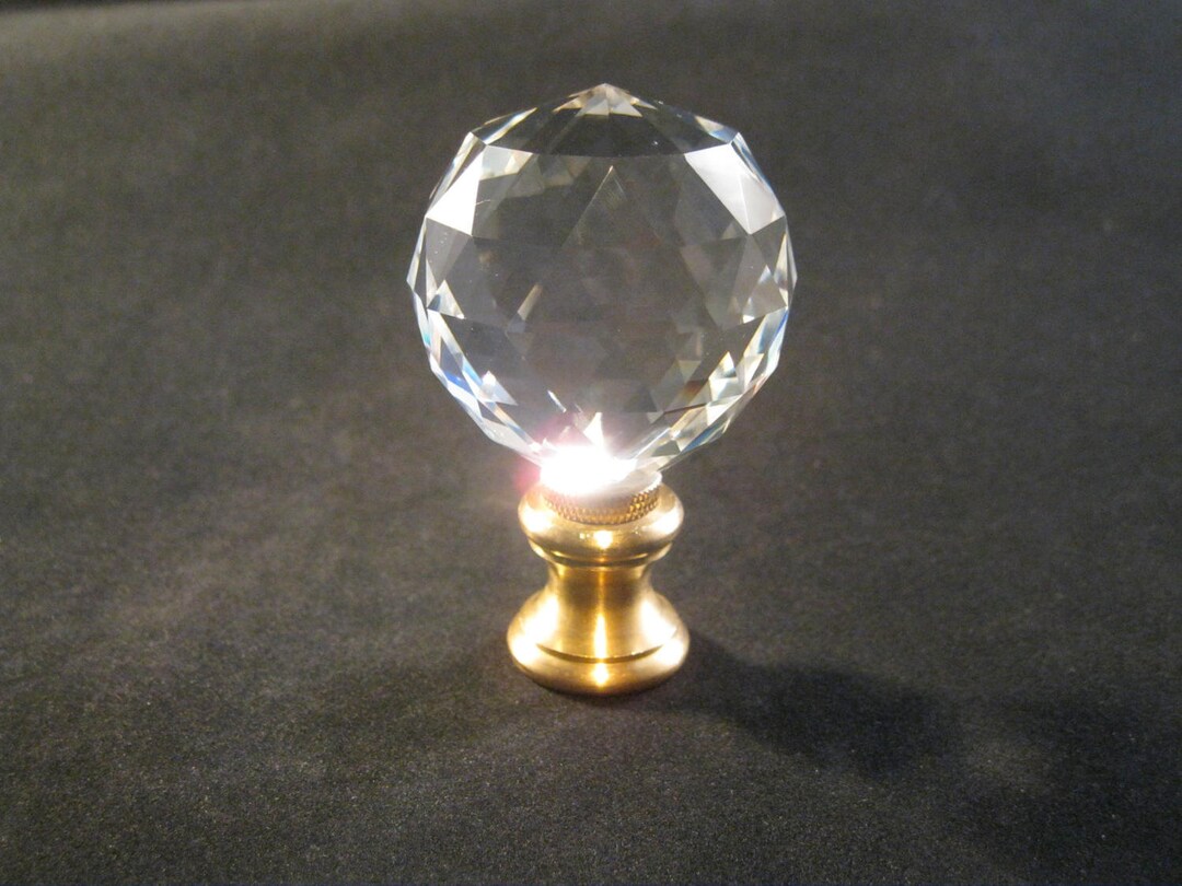 Lamp Finialfaceted Clear CRYSTAL BALL Lamp Finial W/solid Etsy