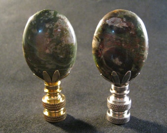 Stone Lamp Finial-NATURAL JASPER W/Antique Brass, Polished Brass or Satin Nickel Base (1-PC.)