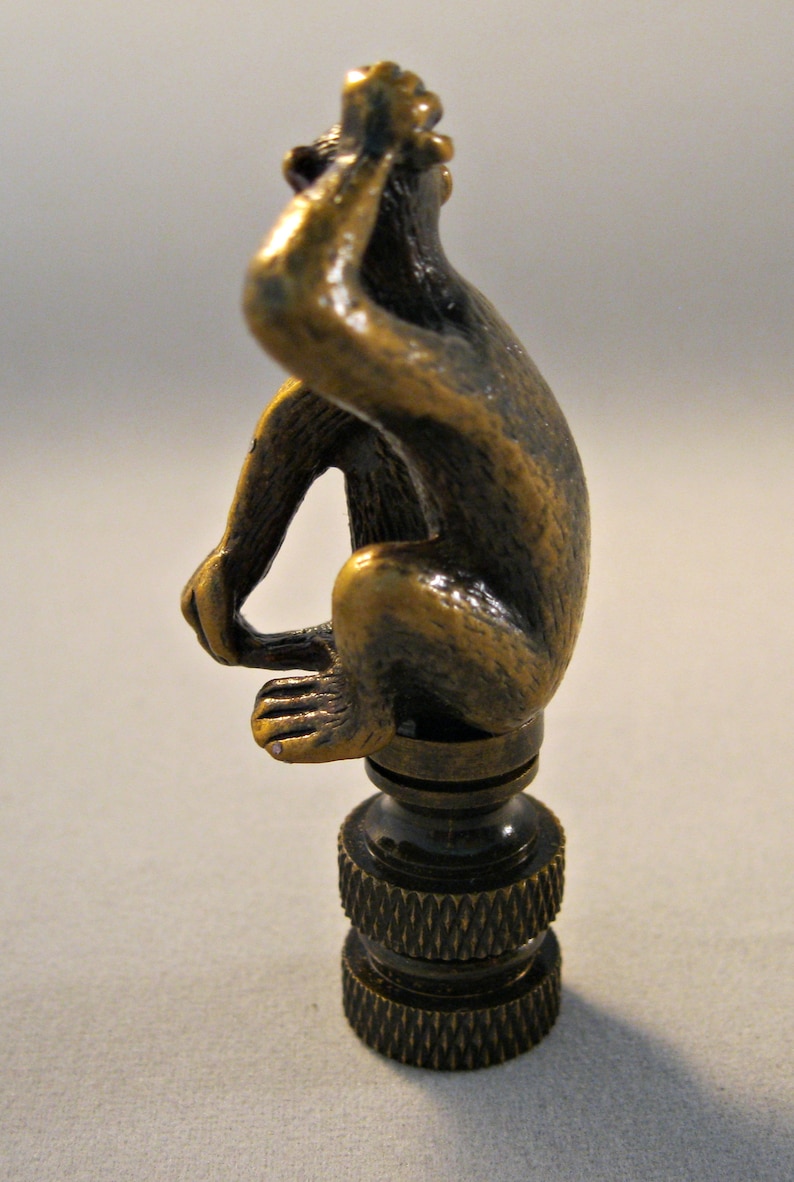 MONKEY Aged Brass Lamp FinialHighly Detailed Cast Metal Etsy