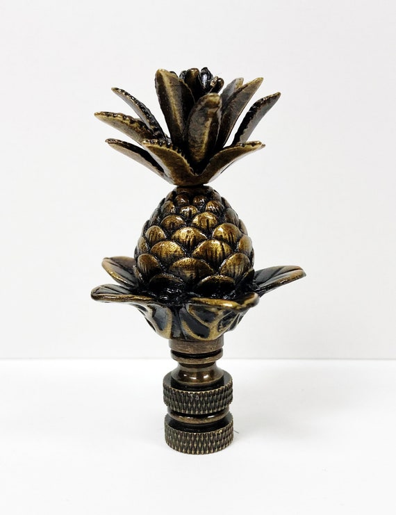 LARGE PINEAPPLE Lamp Finial highly Detailed Cast Metal aged Brass