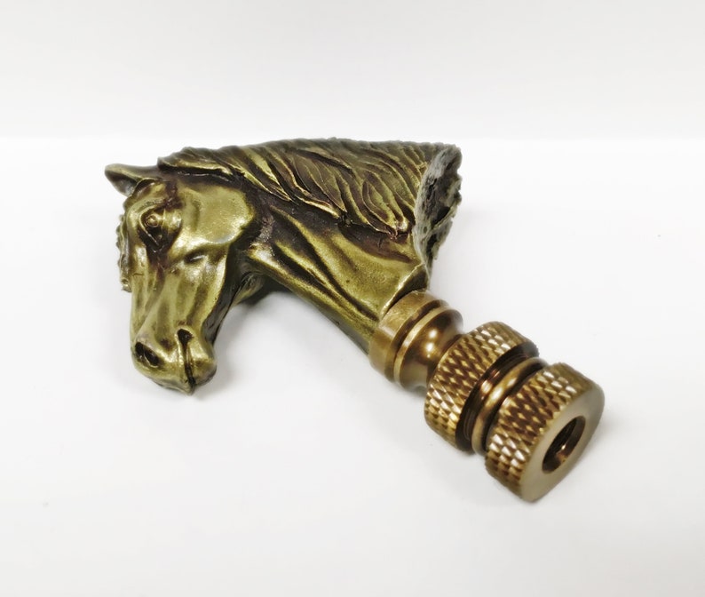 HORSE HEAD Aged Brass Lamp Finialhighly Detailed Cast Metal Etsy
