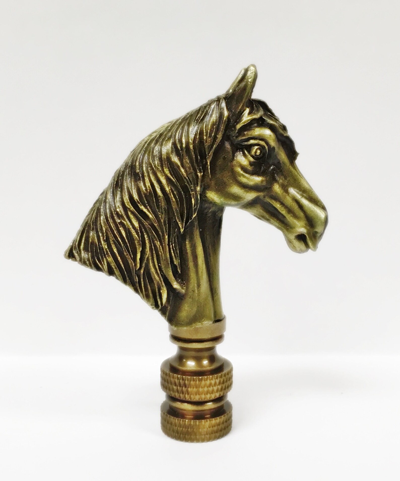 HORSE HEAD Aged Brass Lamp Finialhighly Detailed Cast Metal Etsy