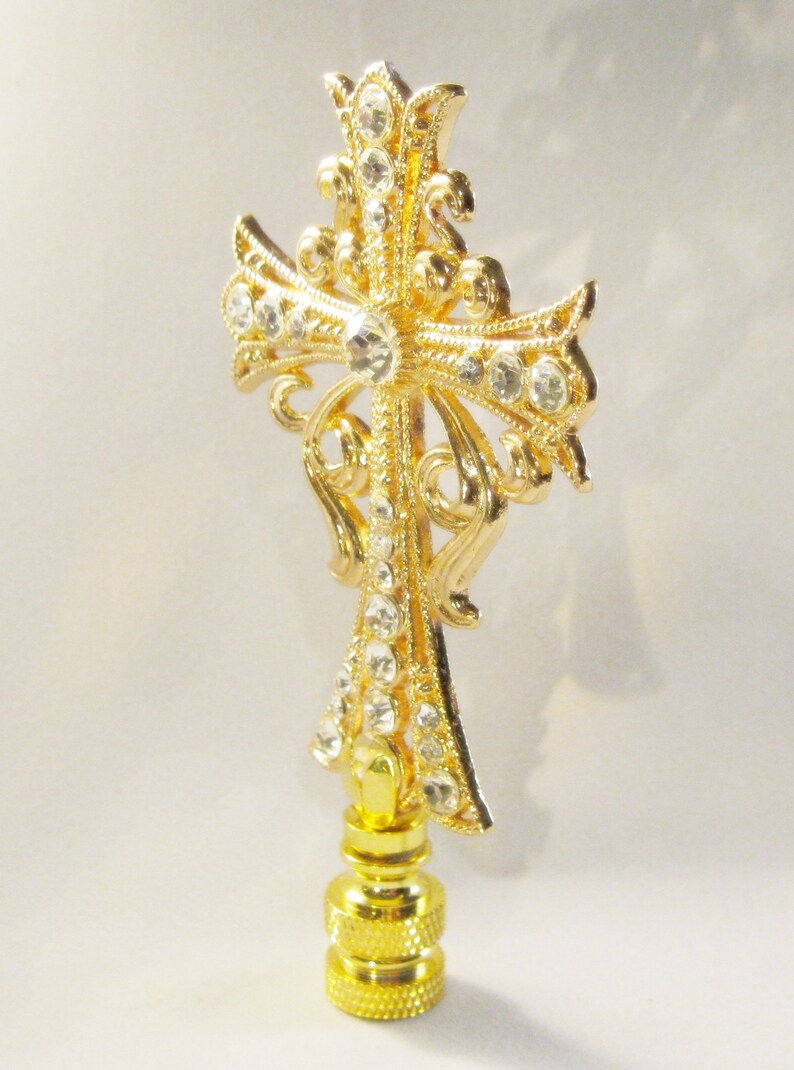 Lamp Finiallarge GOLD RHINESTONE Crosspolished Brass Base Etsy