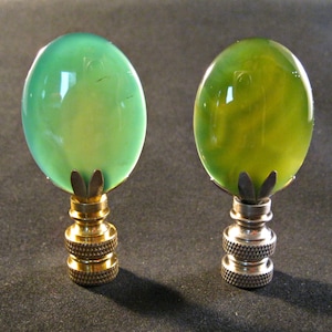 Stone Lamp Finial-GREEN AGATE W/ Antique Brass, Polished Brass or Satin Nickel Base (1-PC.)