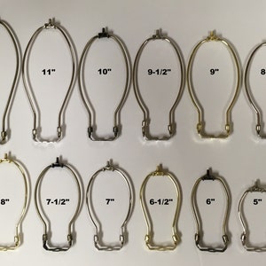 Lamp Parts-Lamp HARP W/Saddle 5&quot; to 12&quot; Heavy Duty 3 Finishes: Antique Brass,Polished Brass,Polished Nickel (1 Pc.)
