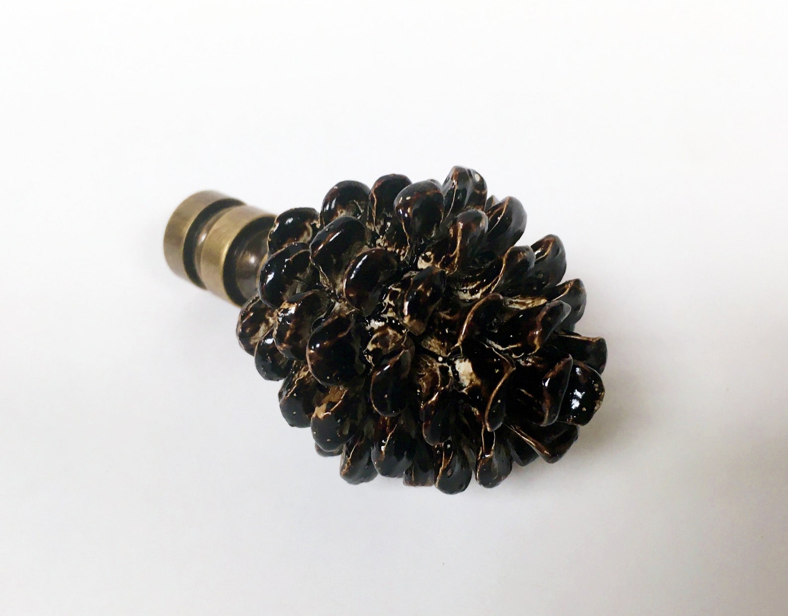 PINECONE Aged Brass Finish Lamp Finialhighly Detailed Cast Etsy