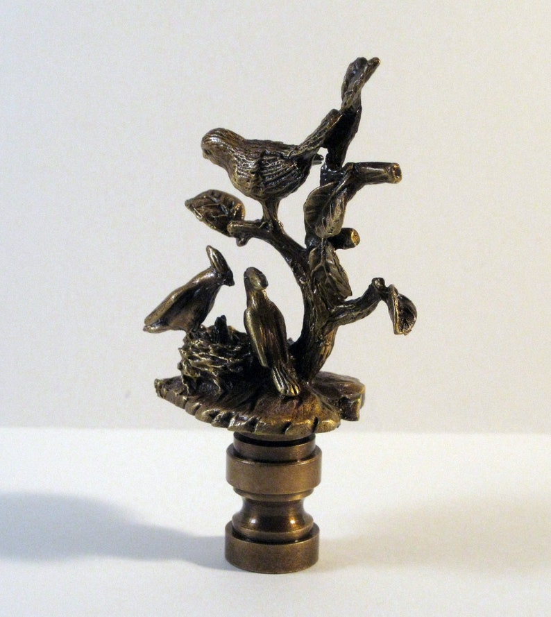BIRDS IN BRANCHES Aged Brass Lamp Finialhighly Detailed Cast Etsy
