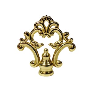 Lamp Finial-Solid Cast Brass Traditional FANCY LOOP w/dual threads, Lacquered Finish