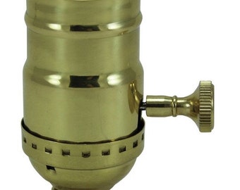 Lamp Parts 3-WAY Turn Knob Solid BRASS Medium Base Socket-Polished/Lacquered
