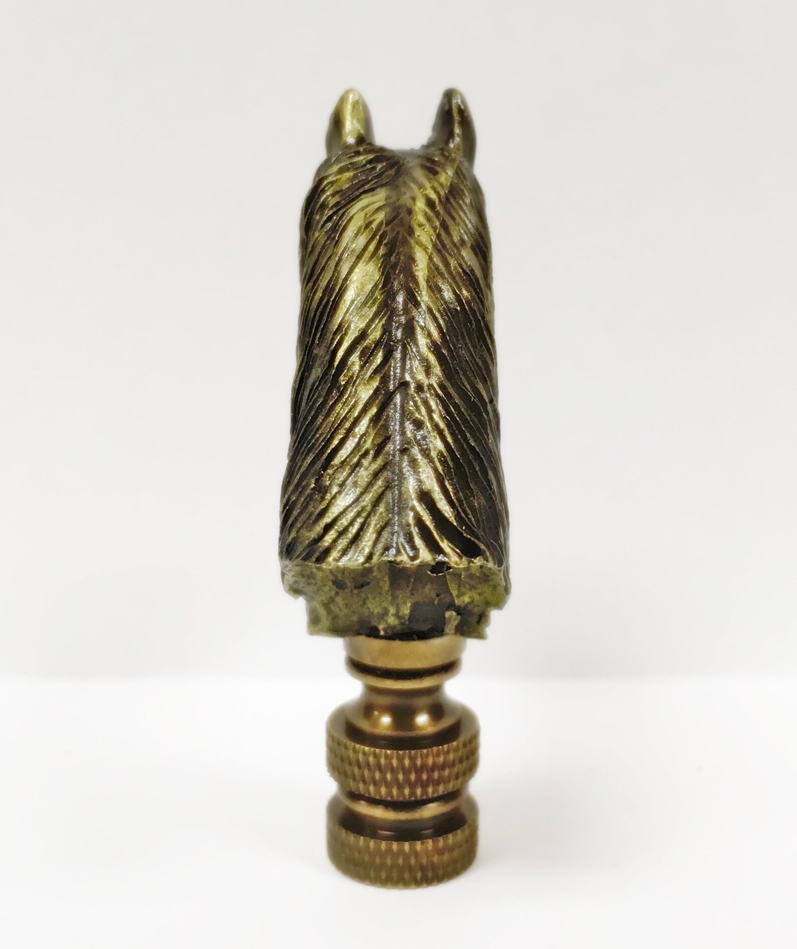 HORSE HEAD Aged Brass Lamp Finialhighly Detailed Cast Metal Etsy