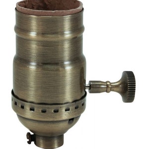 Lamp Parts 3-WAY Turn Knob Solid BRASS Medium Base Socket-Antique Brass Finish