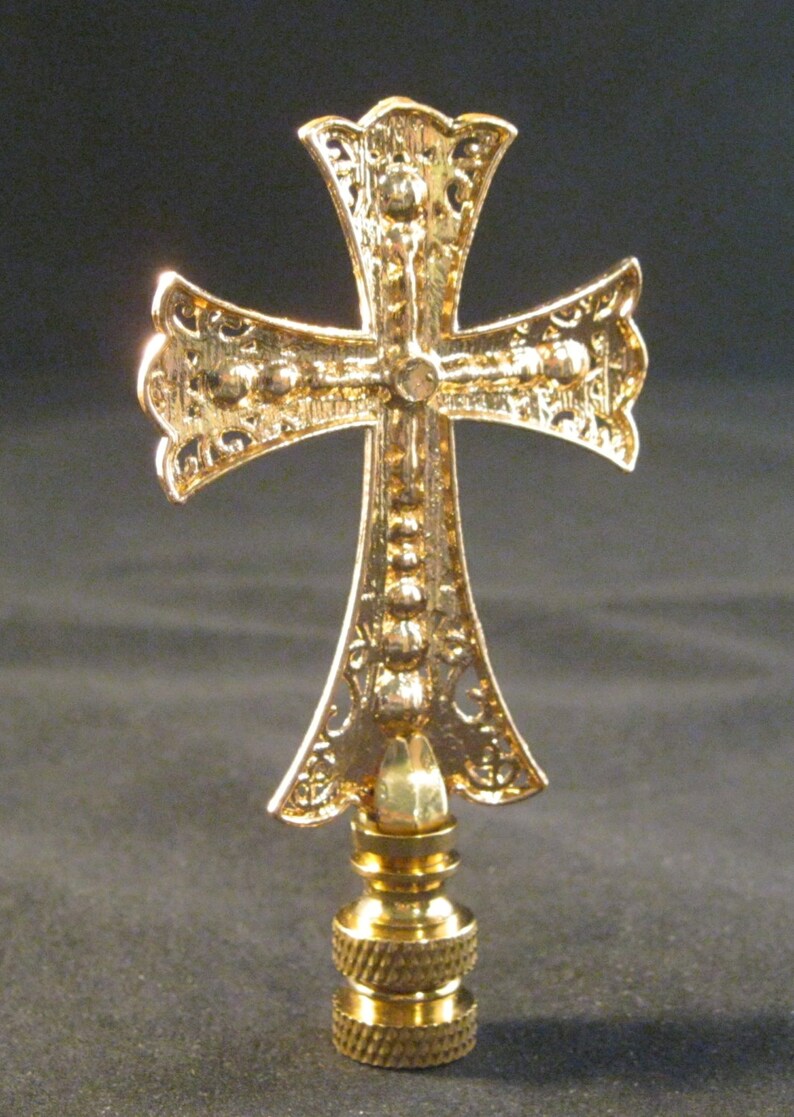 Lamp Finialgold Rhinestone Cross Lamp Finialpolished Brass Etsy