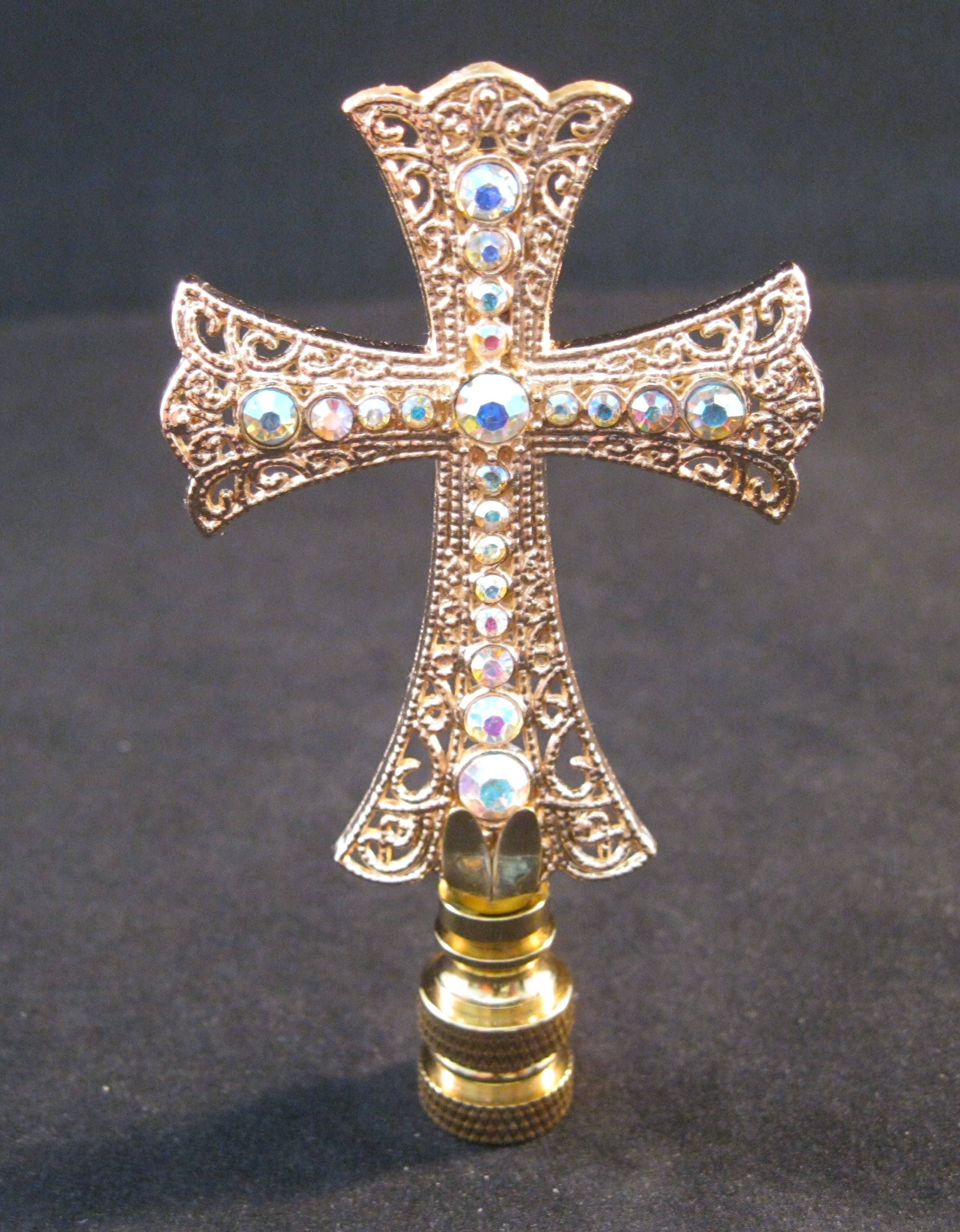 Lamp Finialgold AB RHINESTONE CROSS Lamp Finialpolished Etsy UK