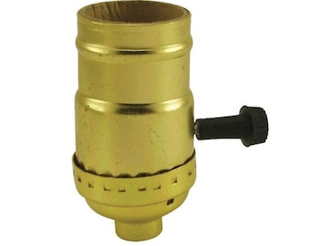 Lamp Parts 3-WAY TURN KNOB Medium Base Socket-Polished Gilt