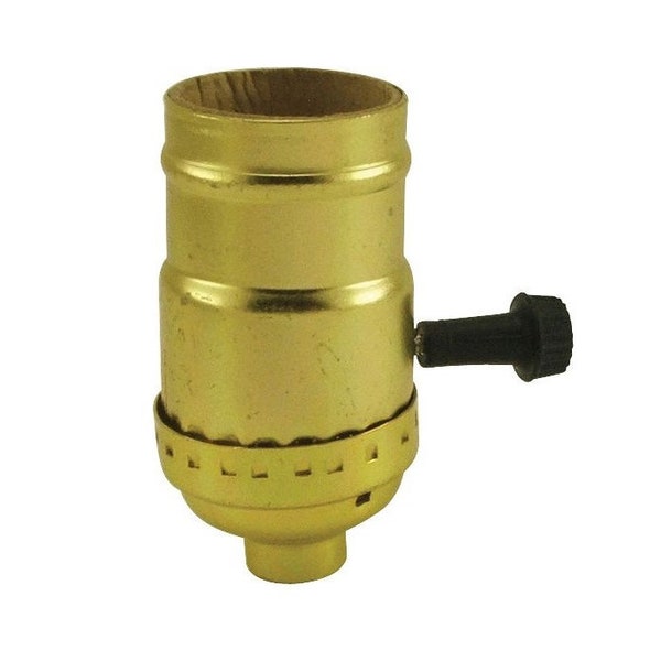 Lamp Parts 3-WAY TURN KNOB Medium Base Socket-Polished Gilt