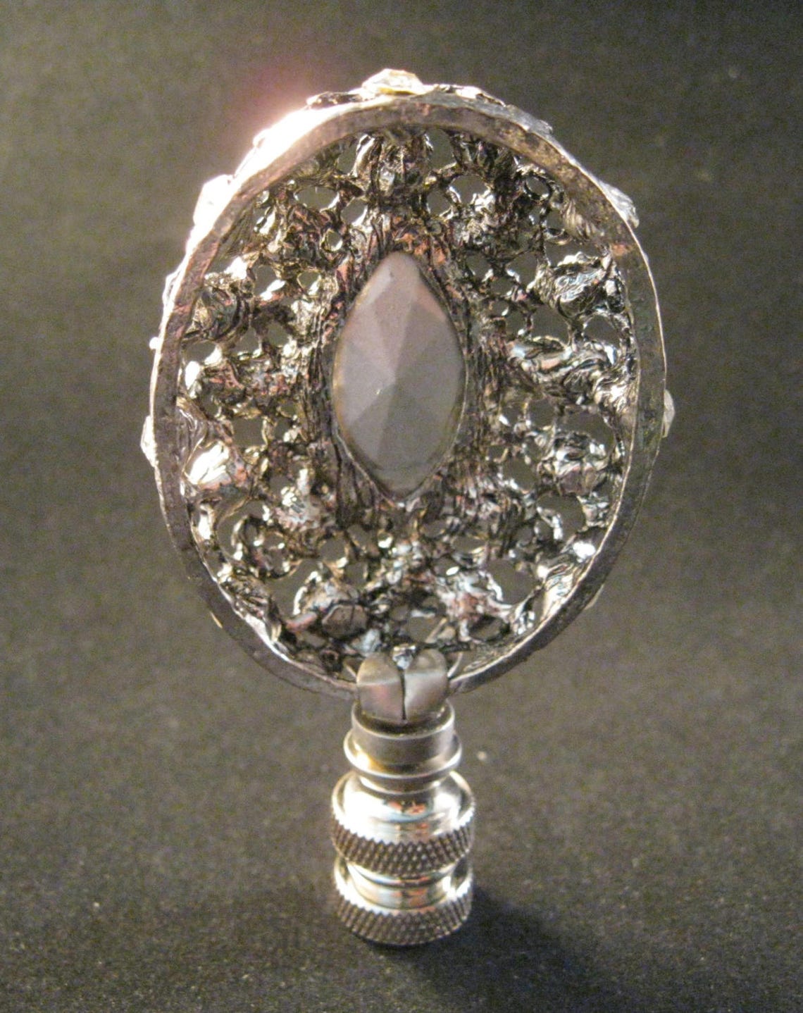 Lamp FinialAntq.Silver RHINESTONE FILIGREE Lamp FinialSatin Etsy