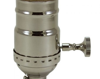 Lamp Parts ON/OFF Turn Knob Solid BRASS Medium Base Socket-Polished Nickel