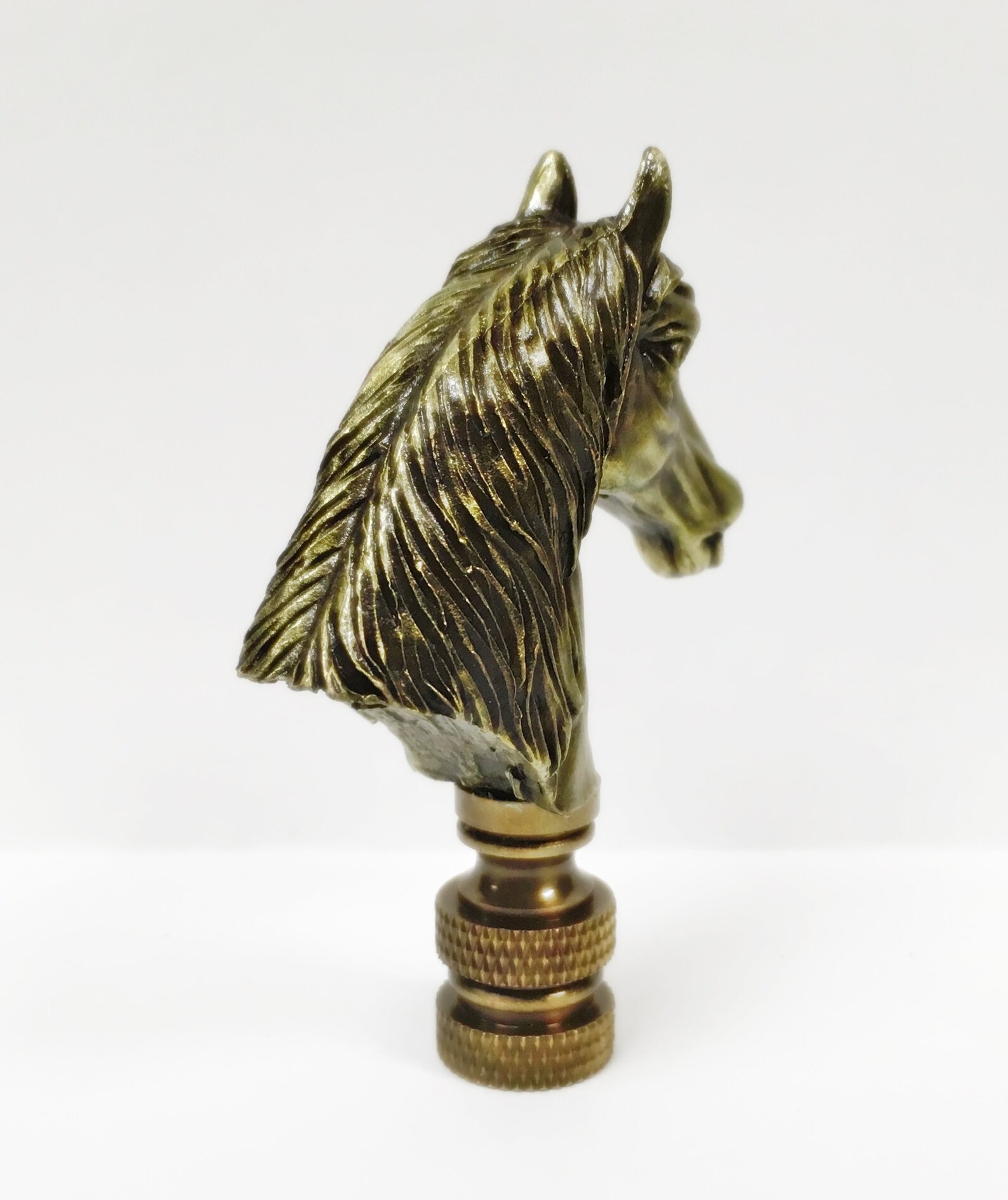 HORSE HEAD Aged Brass Lamp Finialhighly Detailed Cast Metal Etsy