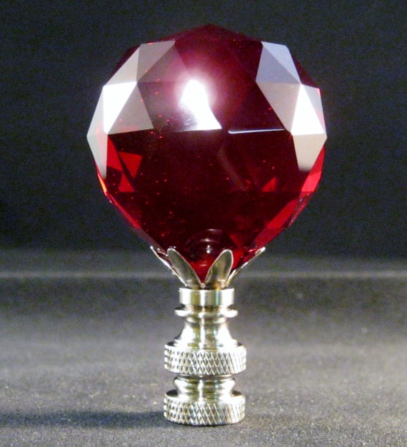 Stone Lamp Finial-AMBER RED Agate Lamp Finial W/Brass or
