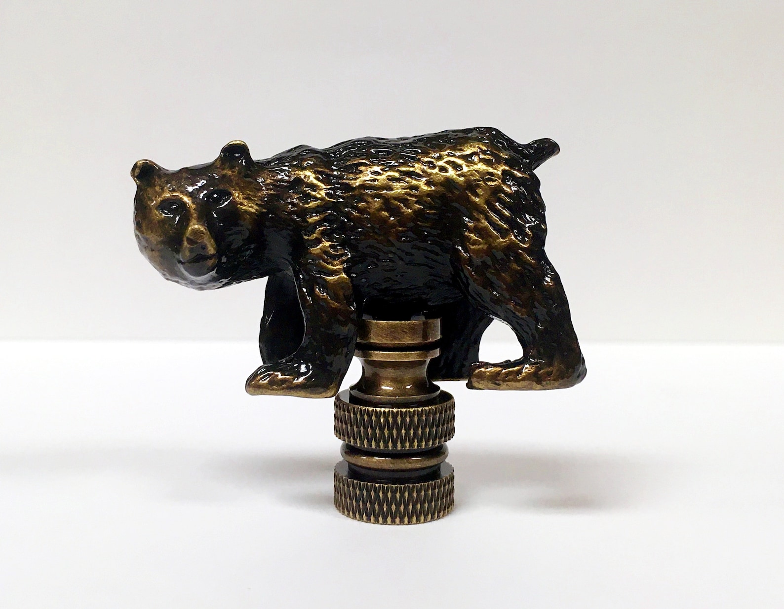 Bearaged Brass Lamp Finialhighly Detailed Cast Metal Etsy
