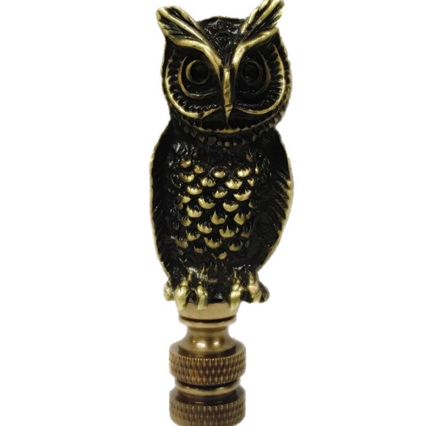 OWL Aged Brass Finish Lamp Finial-Highly Detailed Cast Metal