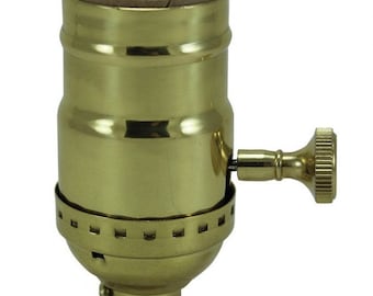 Lamp Parts ON/OFF Turn Knob Solid BRASS Medium Base Socket-Polished/Lacquered