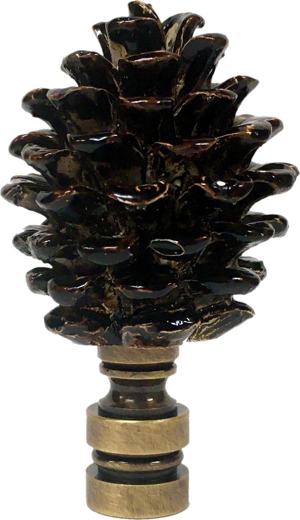PINECONE Aged Brass Finish Lamp Finialhighly Detailed Cast Etsy