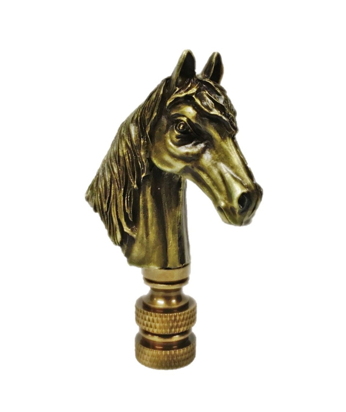 HORSE HEAD Aged Brass Lamp Finialhighly Detailed Cast Metal Etsy