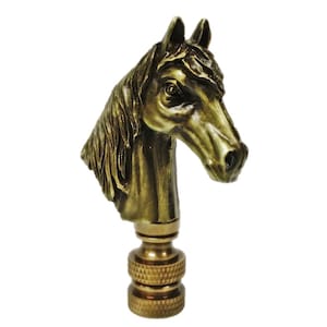 HORSE HEAD Aged Brass Finish Lamp Finial-Highly Detailed Cast Metal