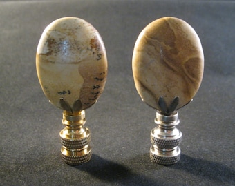 Stone Lamp Finial-PICTURE JASPER W/Antique Brass, Polished Brass or Satin Nickel Base (1-PC.)