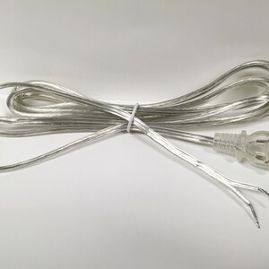 May include: A silver-colored electrical cord with a clear two-prong plug.