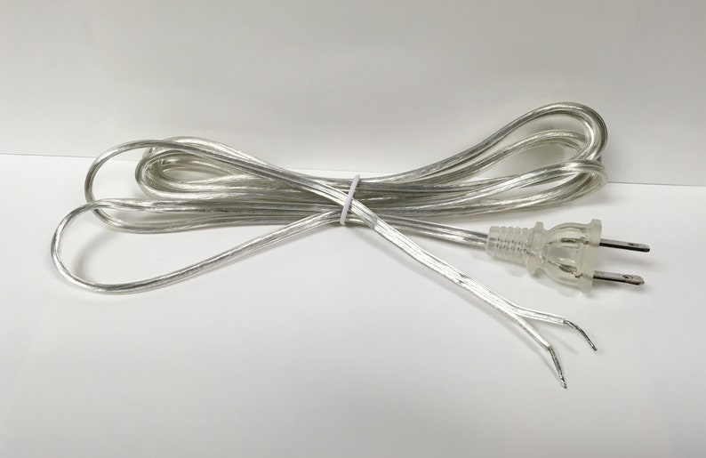 May include: A silver-colored electrical cord with a clear two-prong plug.