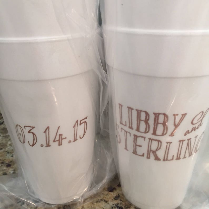 Custom Styrofoam Cups Names Wedding Etsy